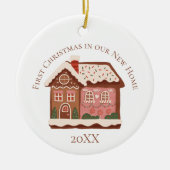 Eerste Kerstmis in ons New Home Gingerbrood House Keramisch Ornament (Voorkant)
