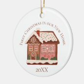 Eerste Kerstmis in ons New Home Gingerbrood House Keramisch Ornament (Links)