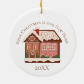 Eerste Kerstmis in ons New Home Gingerbrood House Keramisch Ornament (Achterkant)