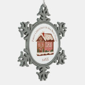 Eerste Kerstmis in ons New Home Gingerbrood House Tin Sneeuwvlok Ornament (Links)
