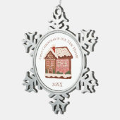 Eerste Kerstmis in ons New Home Gingerbrood House Tin Sneeuwvlok Ornament (Rechts)