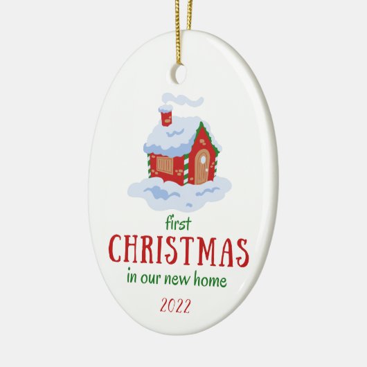 Eerste Kerstmis in ons New Home Keepomwille House Keramisch Ornament (Links)