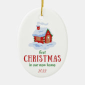 Eerste Kerstmis in ons New Home Keepomwille House Keramisch Ornament (Voorkant)