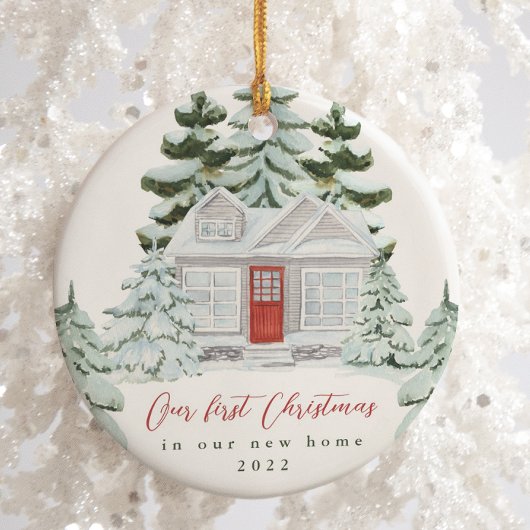 Eerste Kerstmis in ons nieuwe adres en jaar Keramisch Ornament