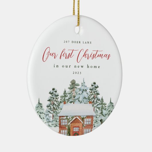 Eerste Kerstmis in ons nieuwe adres en jaar Keramisch Ornament (Rechts)