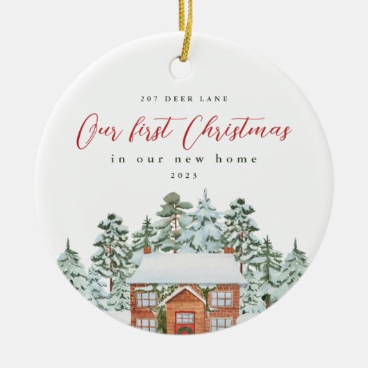 Eerste Kerstmis in ons nieuwe adres en jaar Keramisch Ornament (Voorkant)