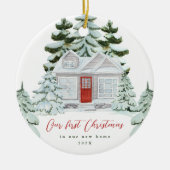 Eerste Kerstmis in ons nieuwe adres en jaar Keramisch Ornament (Voorkant)