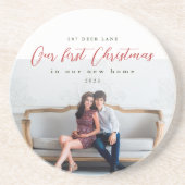 Eerste Kerstmis in ons nieuwe adres Foto Zandsteen Onderzetter (Voorkant)