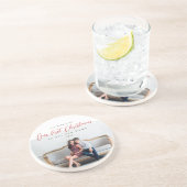 Eerste Kerstmis in ons nieuwe adres Foto Zandsteen Onderzetter (Zijkant)