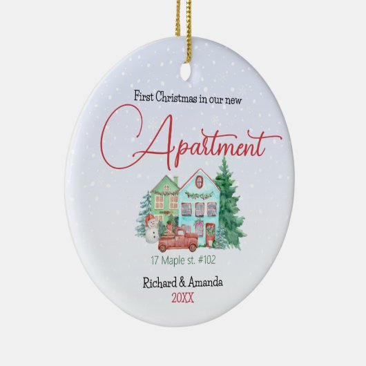 Eerste Kerstmis in ons nieuwe appartement mint aqu Keramisch Ornament (Rechts)