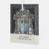 Eerste Kerstmis in ons nieuwe gepersonaliseerde hu Glas Ornament (Voorkant links)