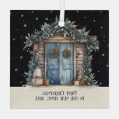 Eerste Kerstmis in ons nieuwe gepersonaliseerde hu Glas Ornament (Achterkant)