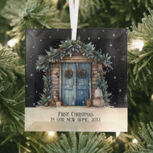 Eerste Kerstmis in ons nieuwe gepersonaliseerde hu Glas Ornament