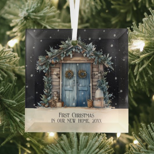 Eerste Kerstmis in ons nieuwe gepersonaliseerde hu Glas Ornament (Insitu)