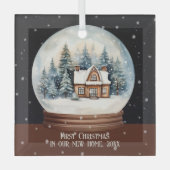 Eerste Kerstmis in ons nieuwe gepersonaliseerde hu Glas Ornament (Voorkant)