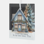 Eerste Kerstmis in ons nieuwe gepersonaliseerde hu Glas Ornament (Voorkant links)