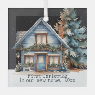 Eerste Kerstmis in ons nieuwe gepersonaliseerde hu Glas Ornament