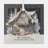 Eerste Kerstmis in ons nieuwe gepersonaliseerde hu Glas Ornament (Voorkant)