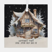 Eerste Kerstmis in ons nieuwe gepersonaliseerde hu Glas Ornament (Achterkant)