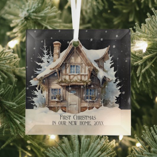Eerste Kerstmis in ons nieuwe gepersonaliseerde hu Glas Ornament (Insitu)