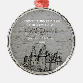 Eerste Kerstmis in ons nieuwe Home Castle Metalen Ornament