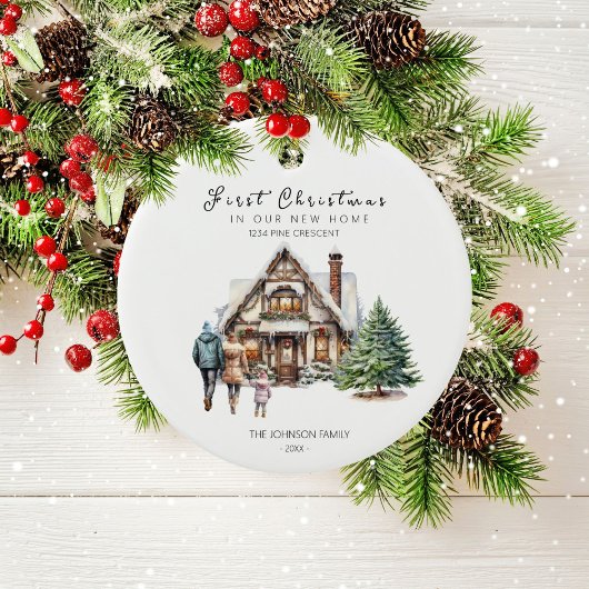 Eerste Kerstmis in ons nieuwe huis | 1 Kind Gezin Keramisch Ornament