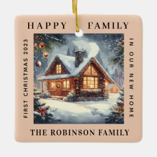 Eerste Kerstmis in ons nieuwe huis bos woestijnzan Keramisch Ornament