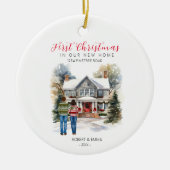 Eerste Kerstmis in ons nieuwe huis | Gehuwd paar Keramisch Ornament (Voorkant)