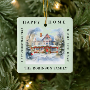 Eerste Kerstmis in ons nieuwe huis Grappige Lichte Keramisch Ornament