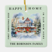 Eerste Kerstmis in ons nieuwe huis Grappige Lichte Keramisch Ornament (Voorkant)