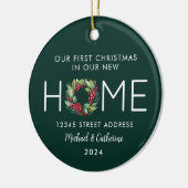 Eerste Kerstmis in ons nieuwe huis Green Wreath Keramisch Ornament (Links)