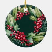 Eerste Kerstmis in ons nieuwe huis Green Wreath Keramisch Ornament (Achterkant)