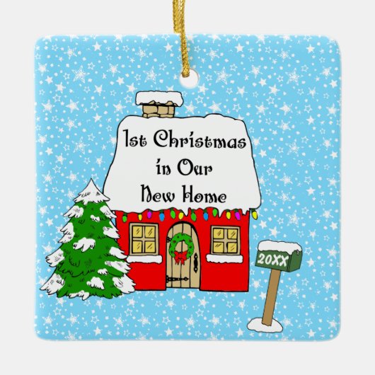 Eerste Kerstmis in Ons Nieuwe Huis Keramisch Ornament (Voorkant)