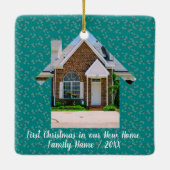 Eerste Kerstmis in ons nieuwe huis Persoonlijke fo Keramisch Ornament (Achterkant)