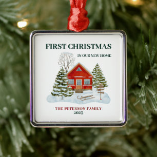 Eerste Kerstmis in ons nieuwe huis Snowy Boho Metalen Ornament