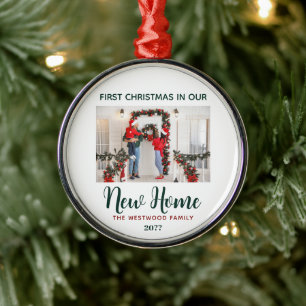 Eerste Kerstmis in ons nieuwe huis Tijdloze Mement Metalen Ornament