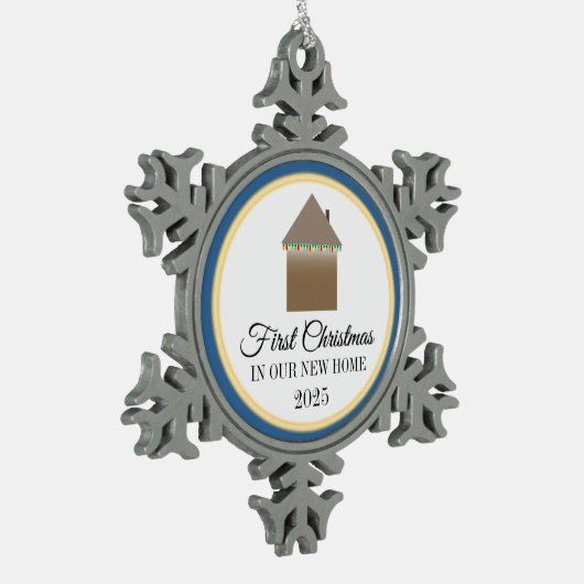 Eerste Kerstmis in ons nieuwe huis Tin Sneeuwvlok Ornament (Links)