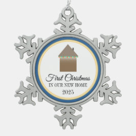 Eerste Kerstmis in ons nieuwe huis Tin Sneeuwvlok Ornament