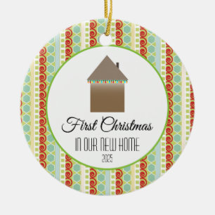 Eerste Kerstmis in ons nieuwe huis veelkleurig Keramisch Ornament