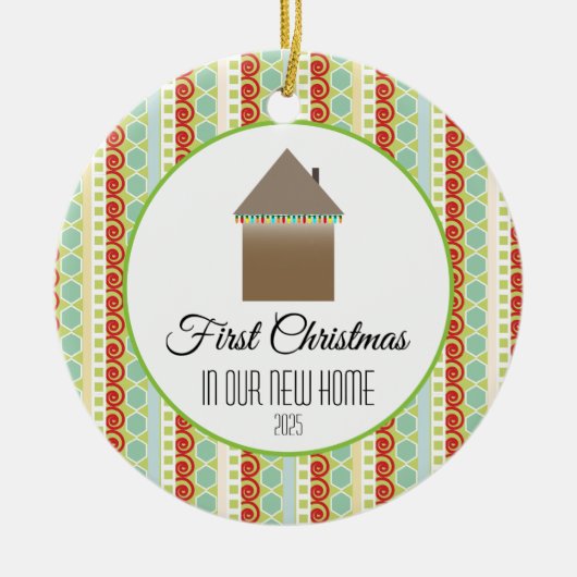 Eerste Kerstmis in ons nieuwe huis veelkleurig Keramisch Ornament (Voorkant)