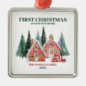 Eerste Kerstmis in ons nieuwe huis Winter Boho Metalen Ornament (Voorkant)