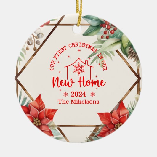 Eerste Kerstmis in ons nieuwe huisgroen Keramisch Ornament (Voorkant)