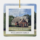 Eerste Kerstmis in ons nieuwe Lijst voor moderne f Keramisch Ornament (Achterkant)