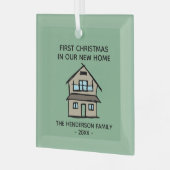 Eerste Kerstmis in ons nieuwe persoonlijke, persoo Glas Ornament (Voorkant links)
