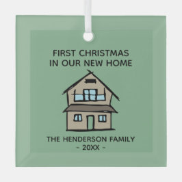 Eerste Kerstmis in ons nieuwe persoonlijke, persoo Glas Ornament