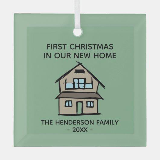 Eerste Kerstmis in ons nieuwe persoonlijke, persoo Glas Ornament (Voorkant)