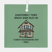 Eerste Kerstmis in ons nieuwe persoonlijke, persoo Glas Ornament (Achterkant)