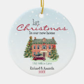Eerste Kerstmis in ons nieuwe schattige huis Keramisch Ornament (Voorkant)