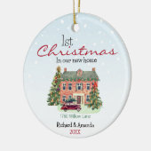 Eerste Kerstmis in ons nieuwe schattige huis Keramisch Ornament (Links)