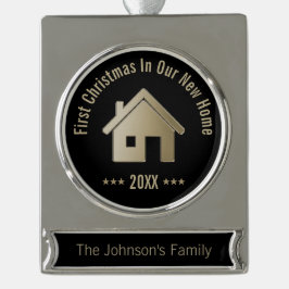 Eerste Kerstmis in ons nieuwe startpunt 20XX | Ele Verzilverd Banner Ornament